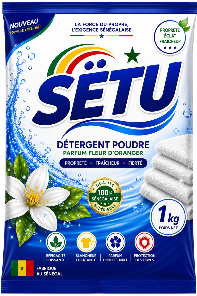 SËTU Détergent Poudre 1 kg — Parfum Fleur d'Oranger